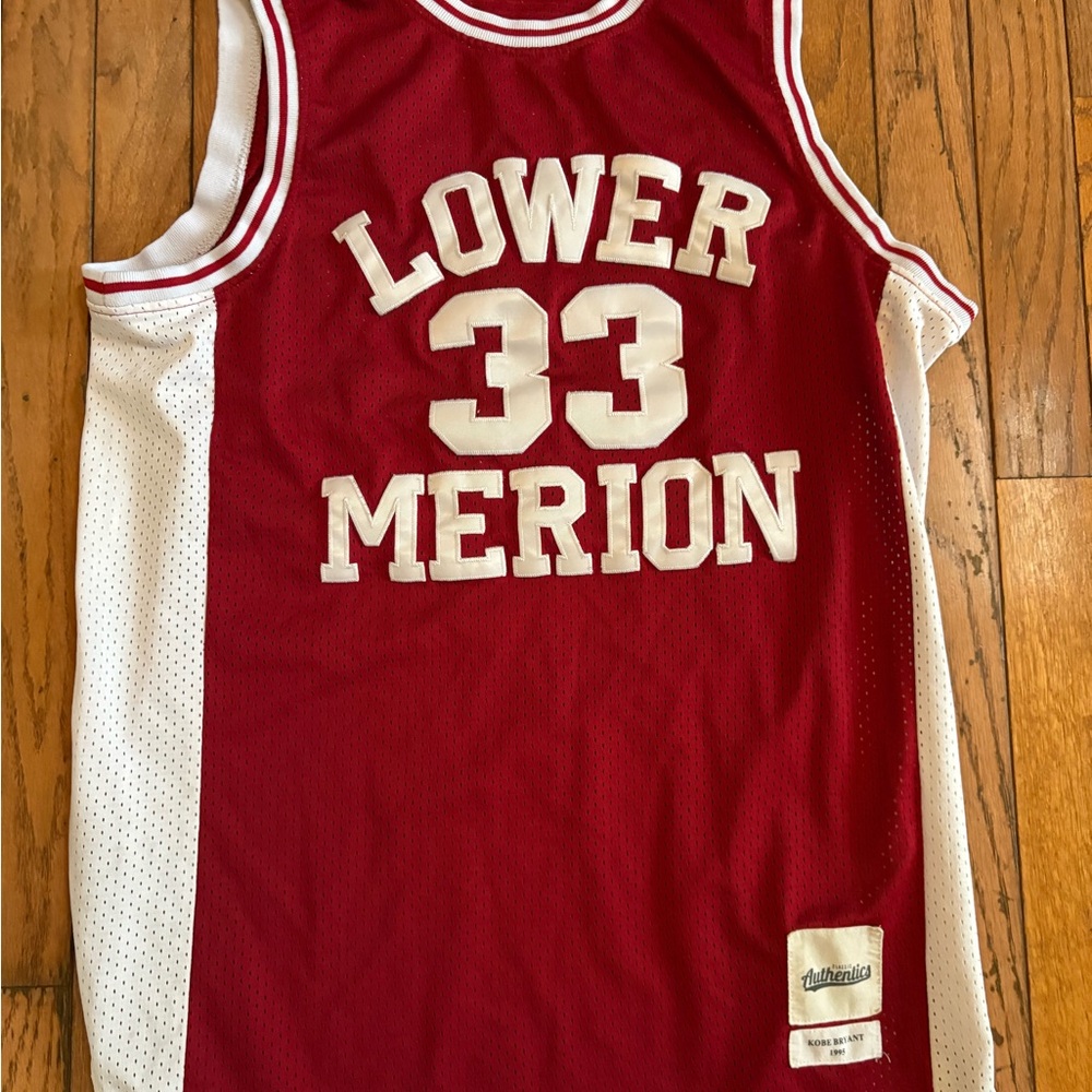 Kobe Bryant Throwback Lower Merion High School Red and White Basketball Jersey
